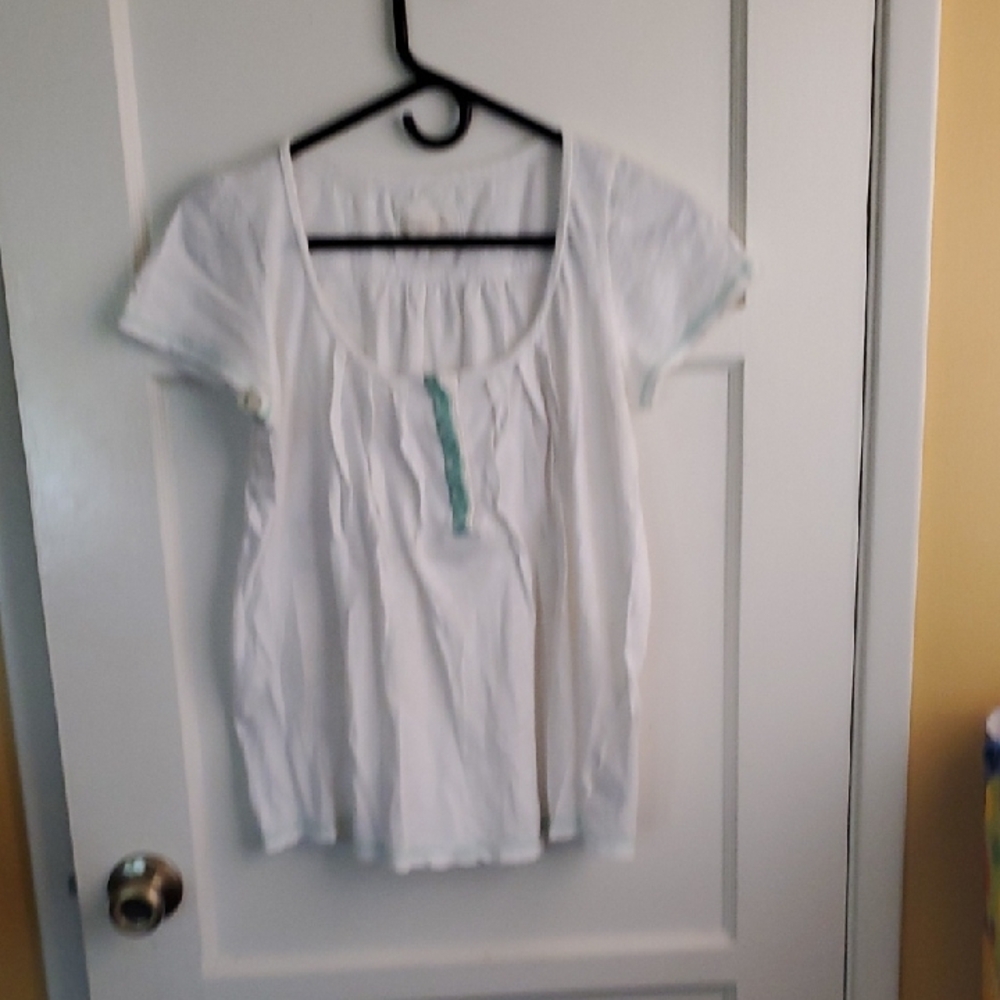 Meadow Rue White Smocked Relaxed Blouse